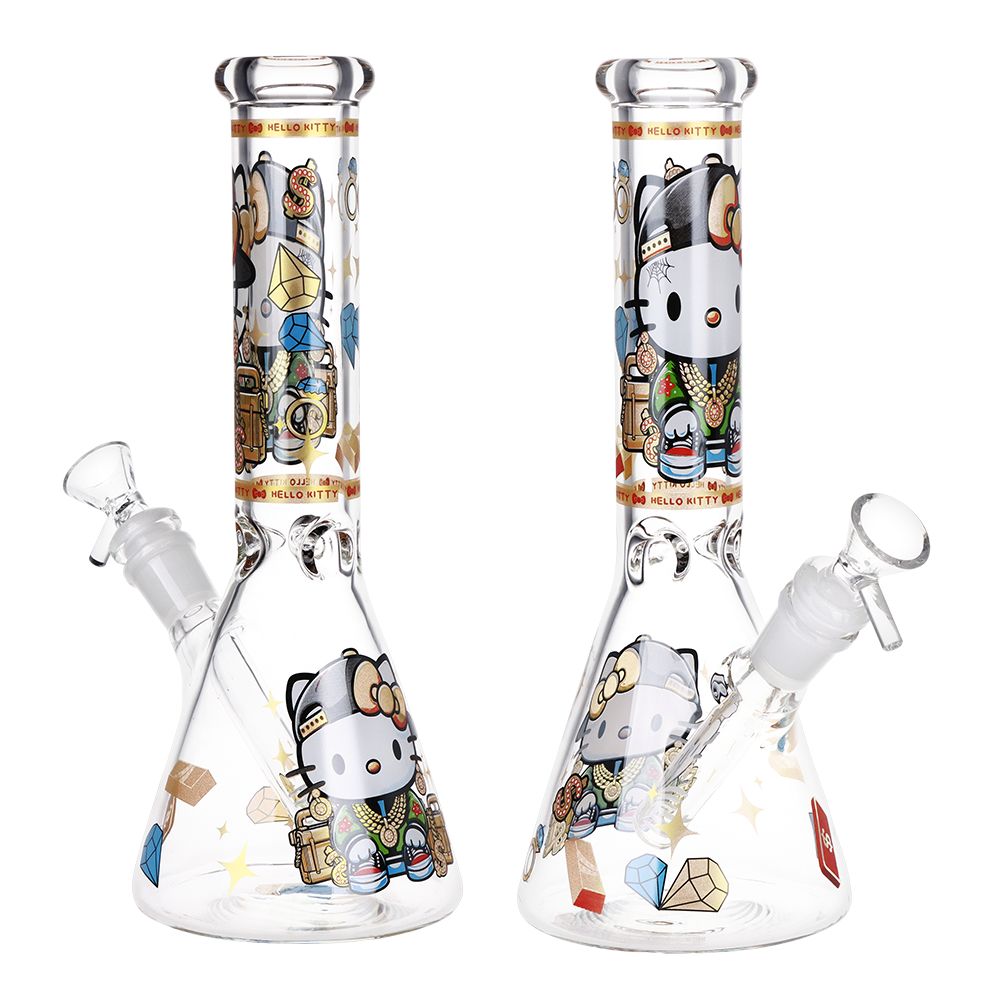 Swagged Out Hello Kitty Beaker Glass Water Pipe - 10" / 14mm F